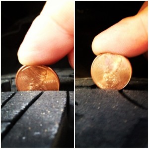 Check tire tread with a penny